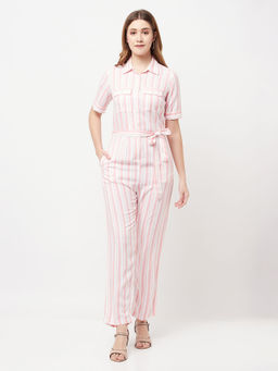 CRIMSOUNE CLUB - Women Pink Striped Jumpsuit (Set of 2)