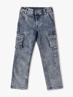 GAP - Boys Blue Mid-Rise Regular Fit Cargo Jeans