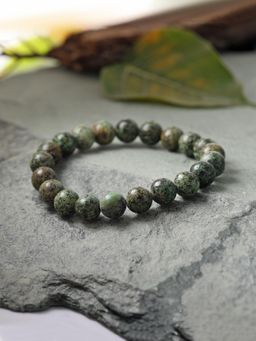 Ornate Jewels - Round Moon Turquoise Beads Stretchable Bracelet for Unisex