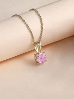 Ornate Jewels - 925 Silver 18K Gold Plated 1 Carat American Diamond Solitaire for Women & Girls