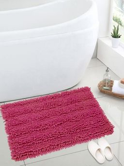 Saral Home - Cotton Shaggy Mat (Dark Pink, 40 x 60 cm)