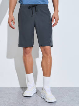 Styli - Men Grey Placement Print Regular Fit Running Shorts with Drawstring Waist