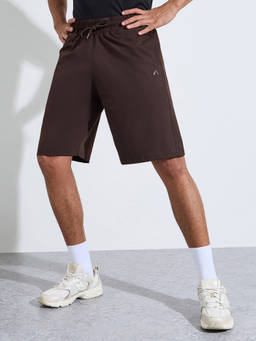 Styli - Men Brown Solid Regular Fit Active Shorts with Drawstring Waist
