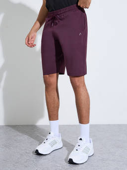 Styli - Men Purple Solid Regular Fit Active Shorts with Drawstring Waist