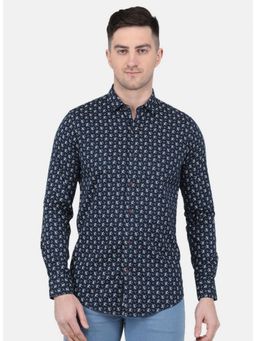 Monte Carlo - Navy Blue Mens Slim Fit Full Sleeve Collar Shirt