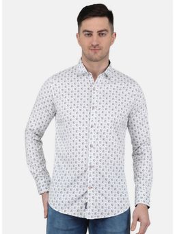 Monte Carlo - White Mens Slim Fit Full Sleeve Collar Shirt