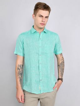 Monte Carlo - Green Mens Regular Fit Half Sleeve Collar Shirt