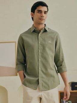 Andamen - Green Men Cotton Solid Regular Fit Shirt