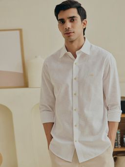 Andamen - Men's White Cotton Embroidered Slim Fit Shirt