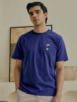 Andamen - Men Compact Cotton Blue Crew Neck T-Shirt
