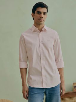 Andamen - Pink Men's Cotton Stretch Embroidered Slim Fit Shirt