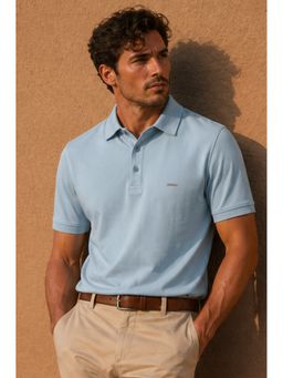 Parcel Yard - Mens Regular Half Sleeve Blue Polo Neck T-Shirt