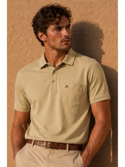 Parcel Yard - Mens Regular Half Sleeve Beige Polo Neck T-Shirt