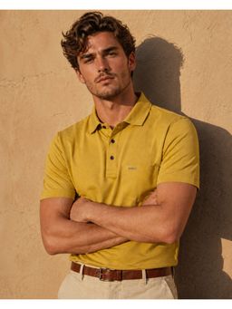 Parcel Yard - Mens Regular Half Sleeve Mustard Polo Neck T-Shirt