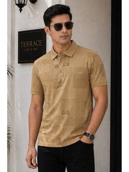 Parcel Yard - Mens Beige Regular Half Sleeve Polo Neck T-Shirt