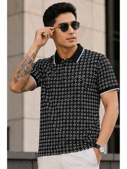 Parcel Yard - Mens Regular Half Sleeve Black Polo Neck T-Shirt