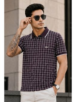 Parcel Yard - Mens Regular Half Sleeve Purple Polo Neck T-Shirt