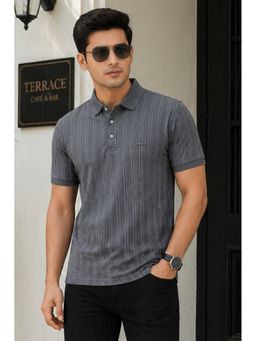 Parcel Yard - Mens Regular Half Sleeve Grey Polo Neck T-Shirt