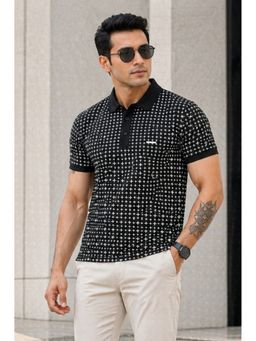 Parcel Yard - Mens Black Regular Half Sleeve Polo Neck T-Shirt