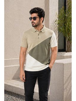 Parcel Yard - Beige Mens Regular Half Sleeve Polo Neck T-Shirt
