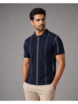 Parcel Yard - Mens Regular Half Sleeve Navy Blue Polo Neck T-Shirt