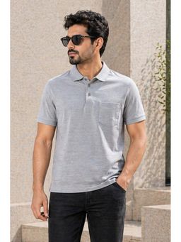 Parcel Yard - Mens Grey Regular Half Sleeve Polo Neck T-Shirt
