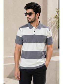 Parcel Yard - Grey Mens Regular Half Sleeve Polo Neck T-Shirt