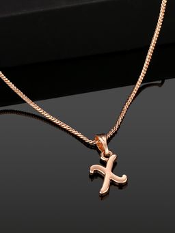 Estele - Valentine Gift - Rose Gold Plated Initial X Letter Pendant for Women