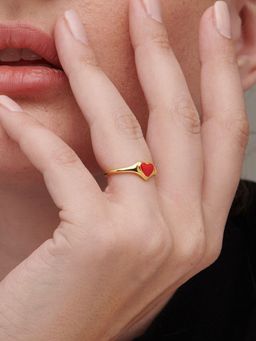 Palmonas - 18k Gold Vermeil Red Heart Ring for Women