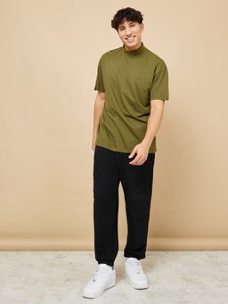 Styli - Olive High Neck Oversized T-shirt