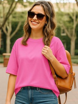 Bewakoof - Heavy Duty 1.0 Women's Glory Pink Oversized T-shirt
