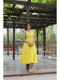 SAJILO - Lime Yellow Tiered Dress