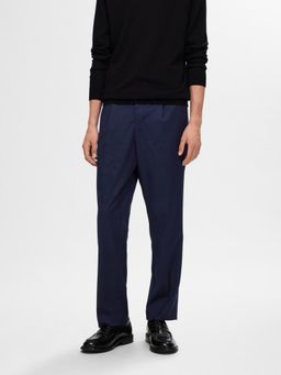 Selected - Blue Viscose Blend Pleated Trouser
