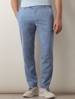 Selected - Blue Linen Blend Slim Fit Trouser
