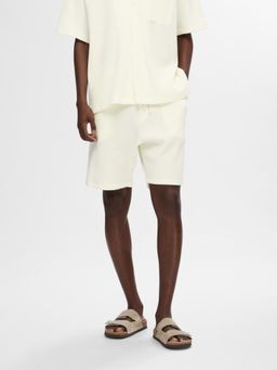 Selected - Off White Waffle Textured Shorts