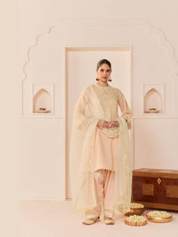Sheetal Batra - Nida - Carnation Pink Short Choga With Farshi Salwar And Dupatta