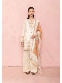 LABEL NAARITI - Yasra Cream Pure Cotton Kurta With Salwar And Dupatta