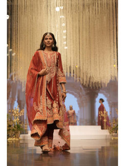 Sheetal Batra - Rua - Deep Red Long A-Line Kurta With Palazzo And Dupatta (Lxrts)