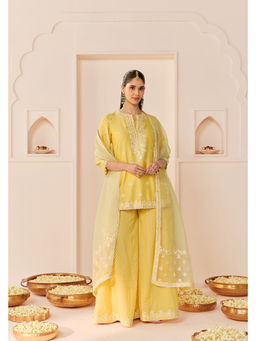 Sheetal Batra - Rehma - Lemon Yellow Short Kurta With Sharara And Dupatta
