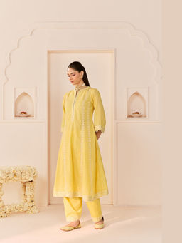 Sheetal Batra - Firdaus -Lemon Yellow Long Kalidaar Chauga With Dogri Salwar