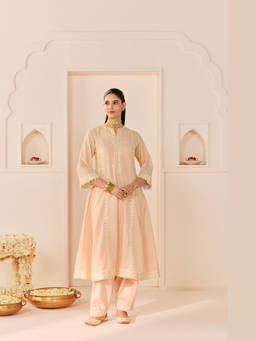Sheetal Batra - Firdaus - Cream Long Kalidaar Chauga With Dogri Salwar