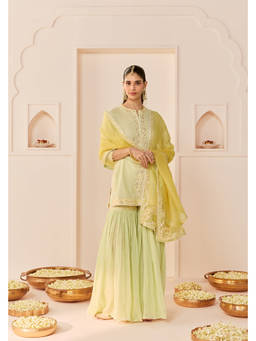 Sheetal Batra - Yasneen - Mint Green Short Kurta With Gharara And Dupatta