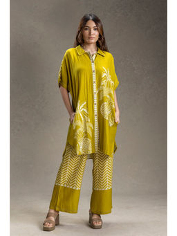 Soup by Sougat Paul - Kyomi Printed Kimono Mustard Kurta With Pant