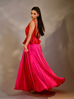Tussya by Shreya - Pink Ushna Dress with Crystal Choker