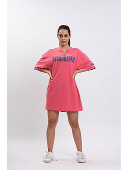 How When Wear - Pink Overdressed Slogan Tee Dress