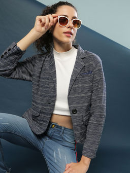 Campus Sutra - Women Navy Blue Color Blazer