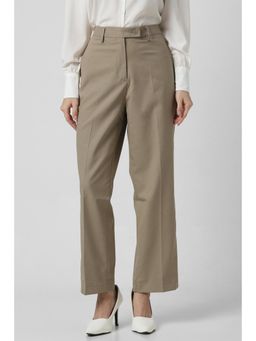 Van Heusen - Women Beige Textured Formal Regular Fit Trouser