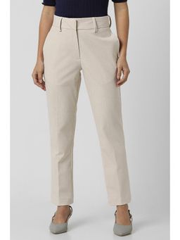Van Heusen - Women Beige Textured Formal Slim Fit Trouser