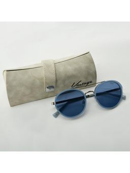 Vintage - Unisex Round Blue Lens Sunglasses (51)