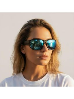 Vintage - Unisex Rectangle Blue Lens Sunglasses (67)